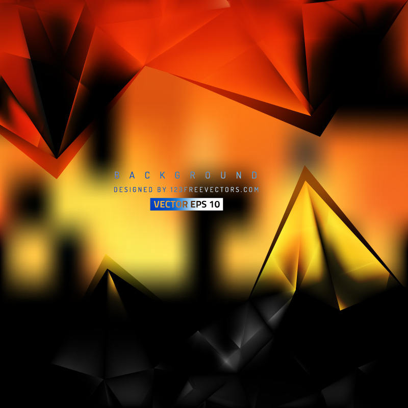 Black Orange Fire Triangle Polygonal Background Design