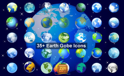 Earth Globe Vector Icons Set
