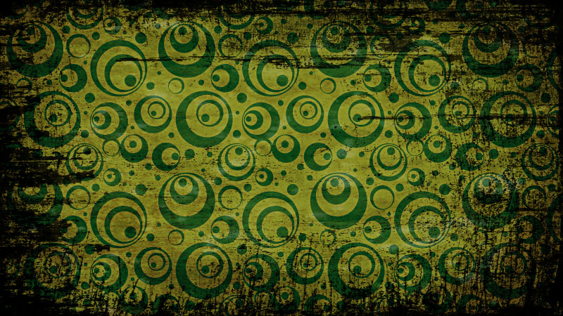 Black Green and Yellow Grunge Seamless Geometric Circle Pattern Background