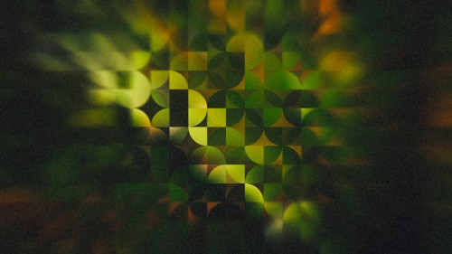 Green Orange and Black Abstract Quarter Circles Background Image