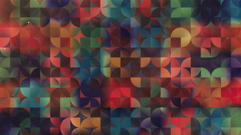 Red Green and Blue Abstract Quarter Circles Background Image