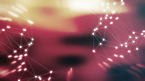 Beige and Red Blurred Connected Lines and Dots Background Image