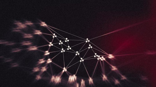 Beige Red and Black Blurred Connected Lines and Dots Background