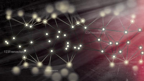 Beige Red and Black Blurred Connected Lines and Dots Background Design