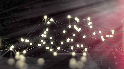 Connecting Dots and Lines Beige Red and Black Blurred Background Image