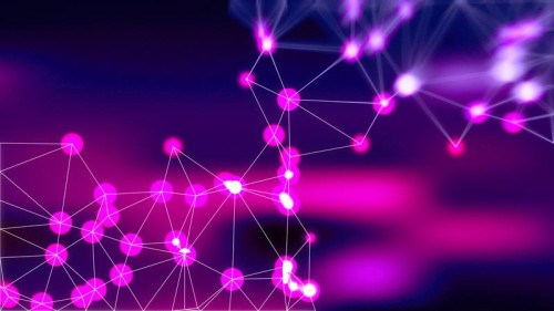 Connecting Dots and Lines Black Pink and Blue Blurred Background
