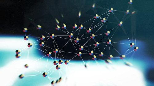 Connecting Dots and Lines Blue Black and White Blurred Background Graphic
