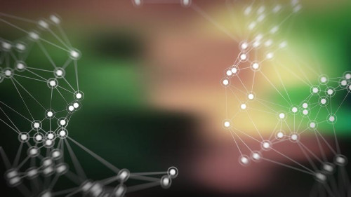 Green Brown and Black Connected Lines and Dots Blur Background