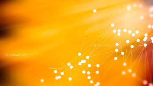Orange Blurred Connected Lines and Dots Background