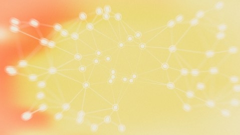 Orange and Yellow Blurred Connected Lines and Dots Background Design
