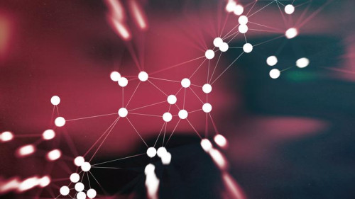 Connecting Dots and Lines Pink and Black Blurred Background Image