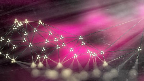 Pink Beige and Black Connected Lines and Dots Blur Background