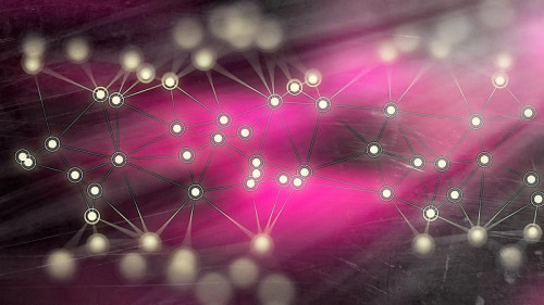 Pink Beige and Black Blurred Connected Lines and Dots Background Design