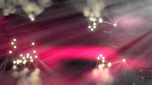 Connecting Dots and Lines Pink Beige and Black Blurred Background Graphic
