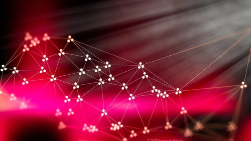 Pink Red and Black Connected Lines and Dots Blur Background Design
