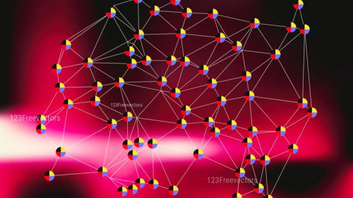 Connecting Dots and Lines Pink Red and Black Blurred Background Design