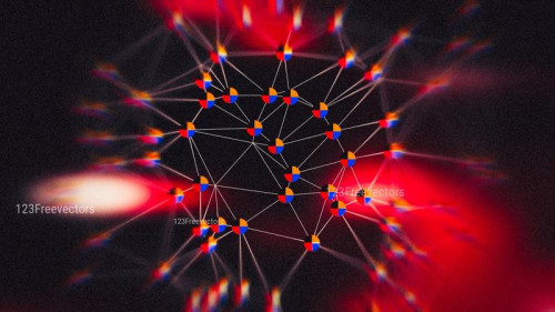 Red and Black Connected Lines and Dots Blur Background