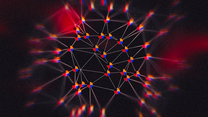 Connecting Dots and Lines Red and Black Blur Background Design