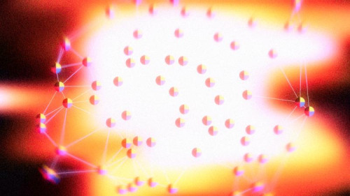 Red Orange and White Blurred Connected Lines and Dots Background