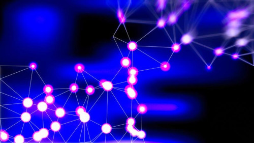 Royal Blue Blurred Connected Lines and Dots Background Image