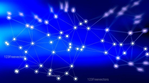 Royal Blue Connected Lines and Dots Blur Background