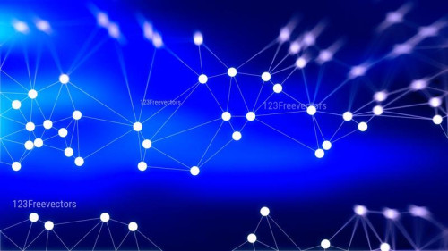 Royal Blue Connected Lines and Dots Blur Background Design