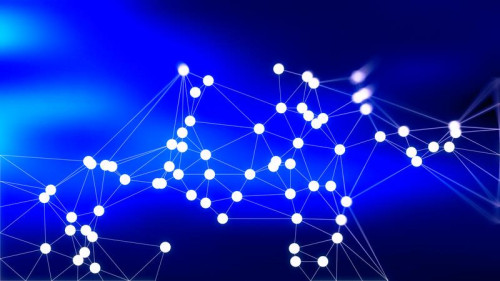 Connecting Dots and Lines Royal Blue Blurred Background