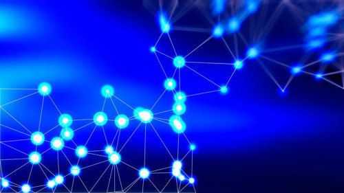 Connecting Dots and Lines Royal Blue Blur Background