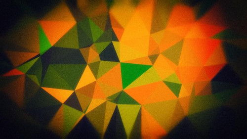 Green Orange and Black Distressed Polygon Background