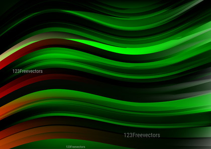 Abstract Black Red and Green Wave Background Vector Illustration