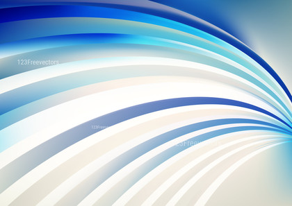 Blue and Beige Curved Stripes Background Vector Illustration