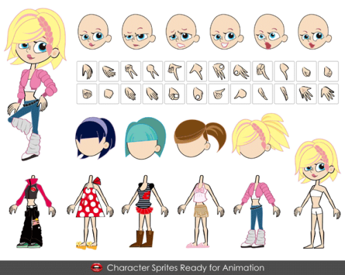 Free Vector Cute Cartoon Girl Characters