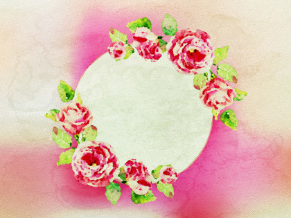 Greeting Card with Round Frame and Rose Flowers
