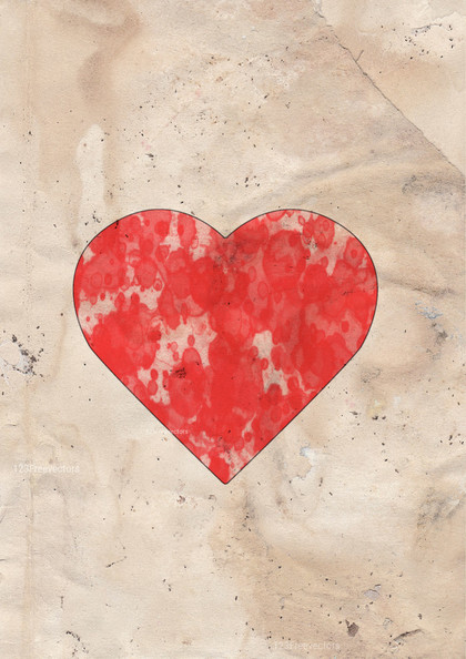 Beige and Red Watercolor Love Heart Background
