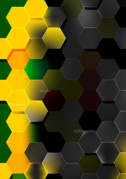 Black Green and Yellow Hexagon Background Vector Image