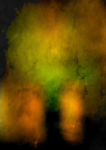 Green Orange and Black Watercolor Grunge Texture Background