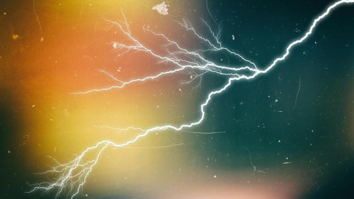 Green Orange and Black Lightning Background Graphic