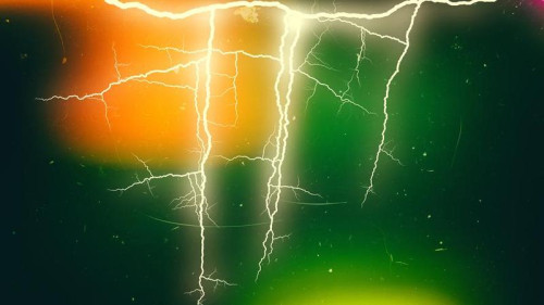 Green Orange and Black Lightning Background