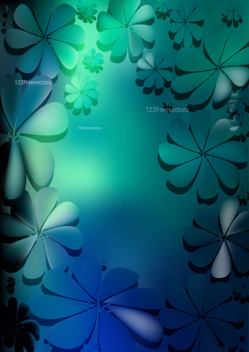 Black Blue and Green Flower Background