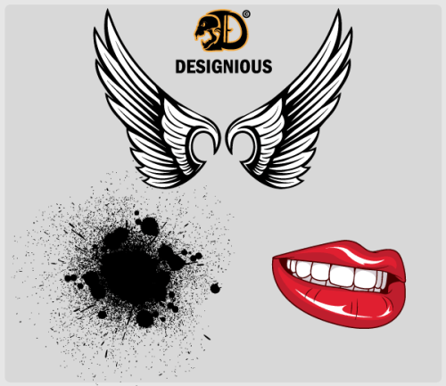 Wings, Lips and Ink Splatter Vector Samples