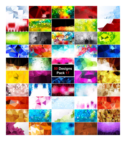 50 Abstract Multicolored Low Poly Background Vector Pack 17