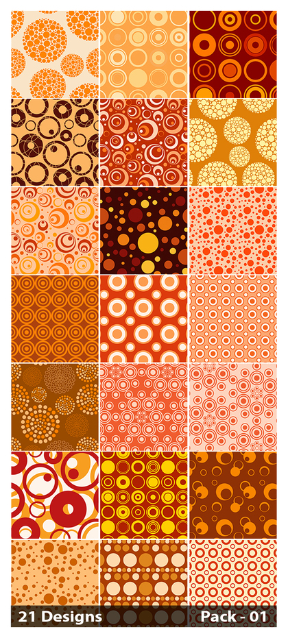 21 Orange Seamless Circle Pattern Vector Pack 01