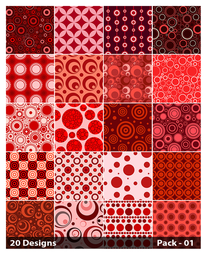 20 Red Circle Pattern Vector Pack 01
