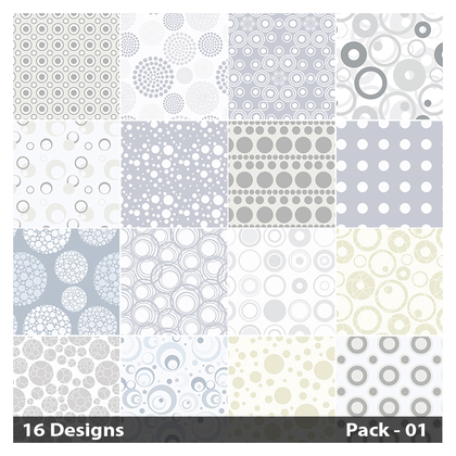 16 White Seamless Circle Pattern Vector Pack 01