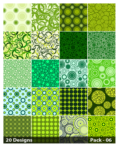 20 Green Circle Pattern Vector Pack 06