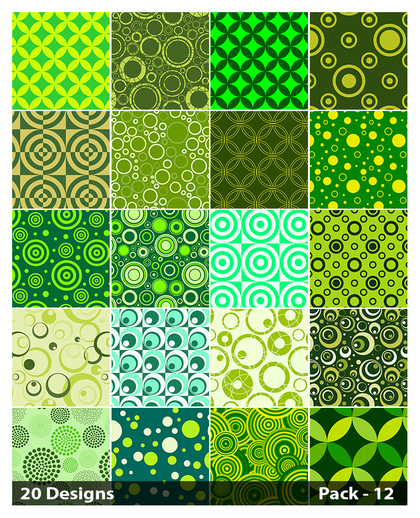 20 Green Geometric Circle Pattern Vector Pack 12