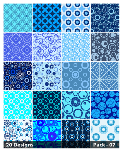 20 Blue Circle Pattern Vector Pack 07