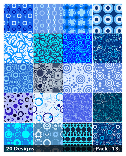 20 Blue Geometric Circle Pattern Vector Pack 13