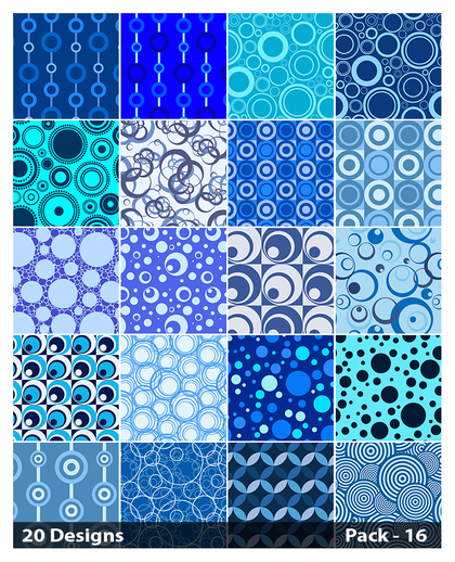 20 Blue Seamless Geometric Circle Pattern Vector Pack 16