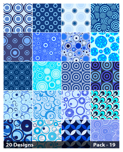 20 Blue Circle Pattern Vector Pack 19